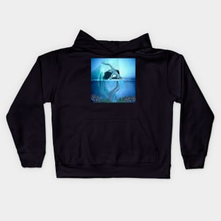 Awesome fantasy jellyfish girl in the deep ocean Kids Hoodie